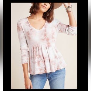 Anthropologie Tie-dye Peplum Long-sleeve Thermal